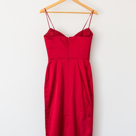 Peter Soronen Long Burgandy Satin dress size sm - Picture 8 of 8